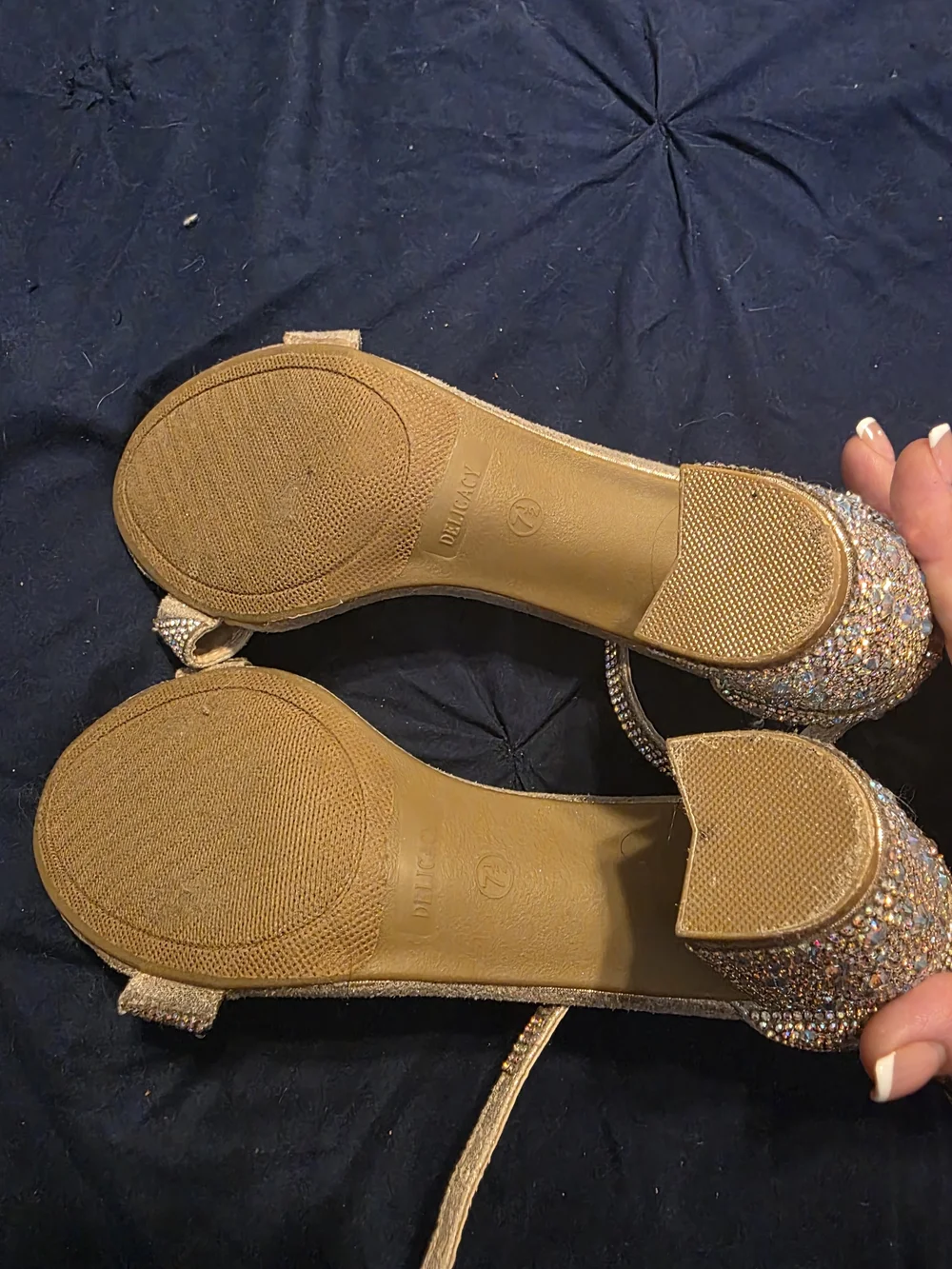Delicacy Gold Rhinestone Ankle-Strap Sandals